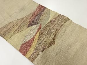 アンティーク　手織り紬抽象模様織出し名古屋帯